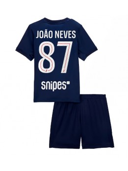 Billige Paris Saint-Germain Joao Neves #87 Hjemmedraktsett Barn 2025-26 Kortermet (+ Korte bukser)